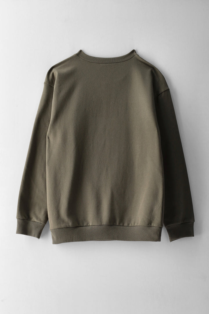 Boys Skateboard Print Fleece Crew Top - Olive