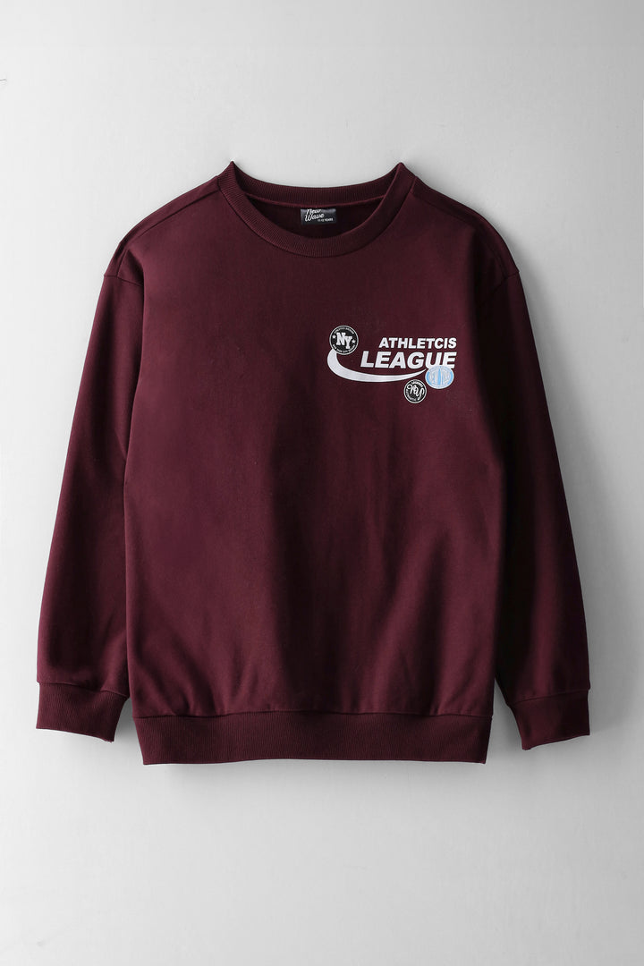 Boys Athletics Back Print Fleece Crew Top - Maroon