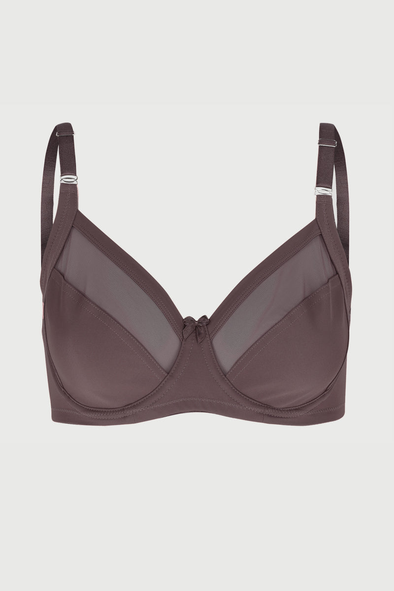 Matt & Sheer Underwire Bra - Mocha