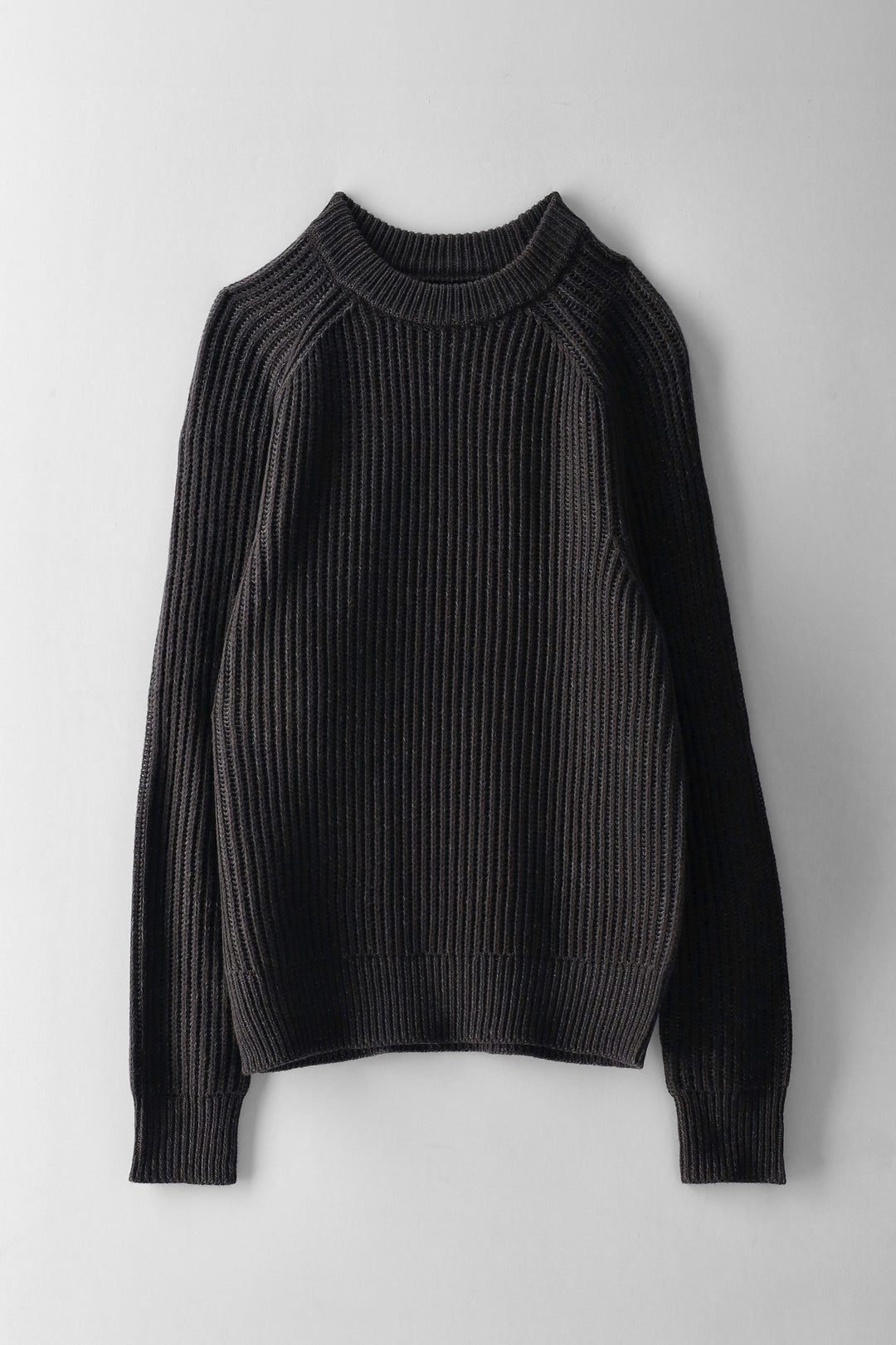 Boys Rib Knit Crew Neck Knitwear - Charcoal