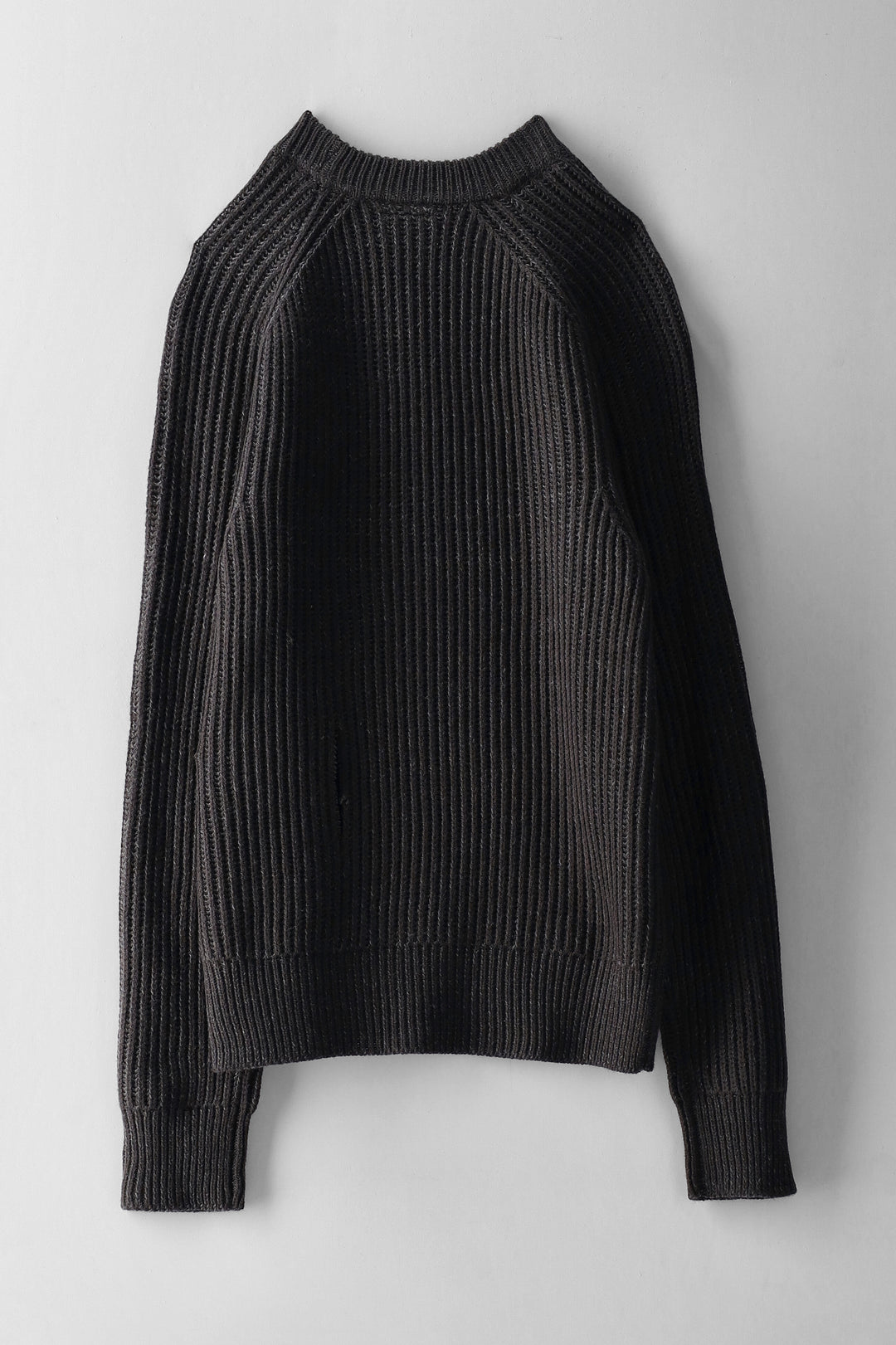 Boys Rib Knit Crew Neck Knitwear - Charcoal