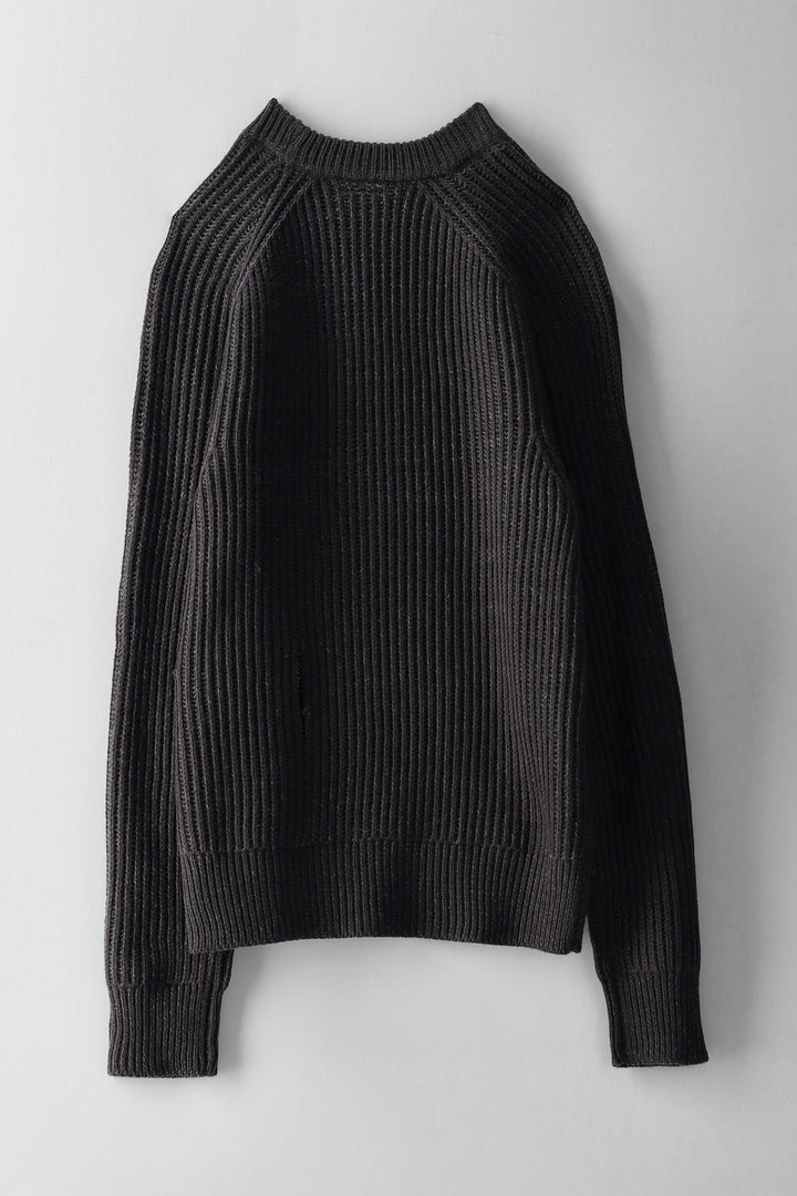 Boys Rib Knit Crew Neck Knitwear - Charcoal