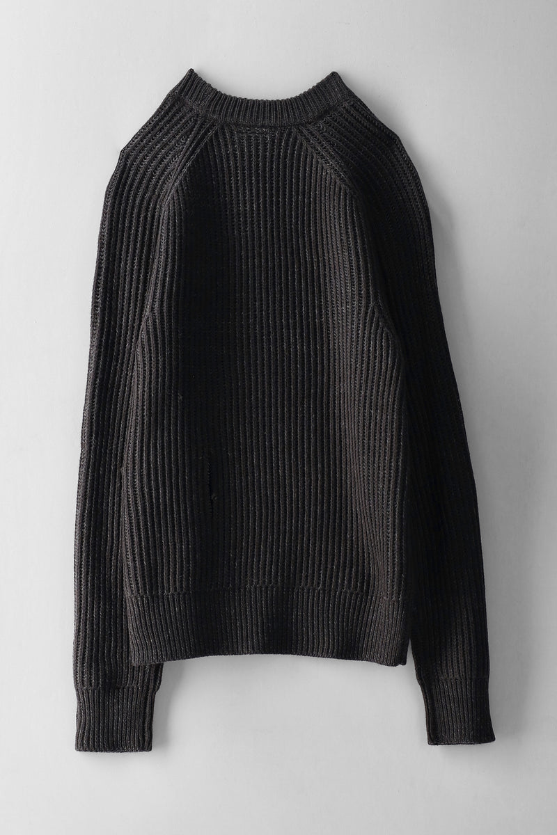 Boys Rib Knit Crew Neck Knitwear - Charcoal