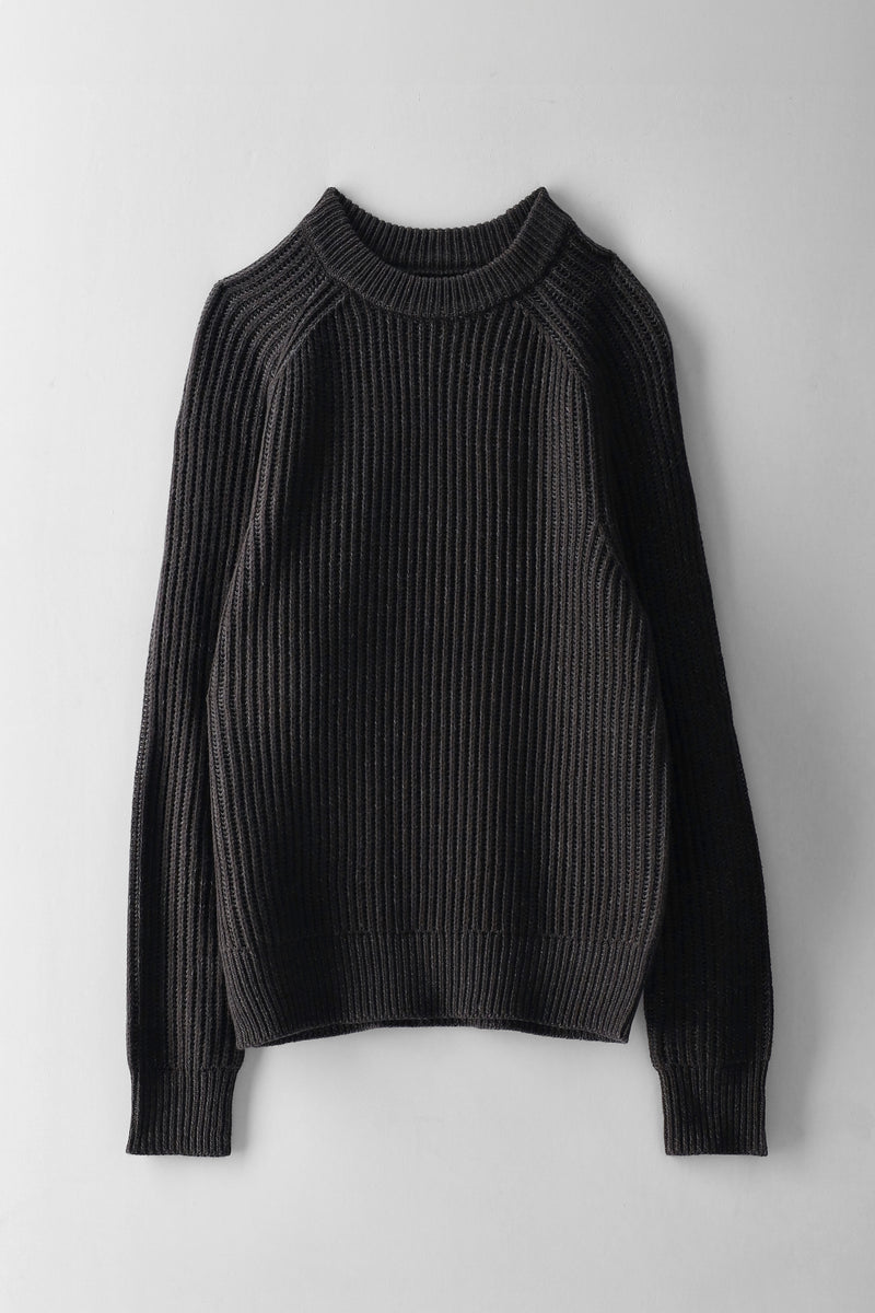 Boys Rib Knit Crew Neck Knitwear - Charcoal