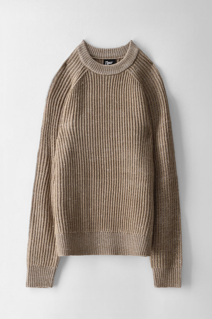 Boys Rib Knit Crew Neck Top - Stone