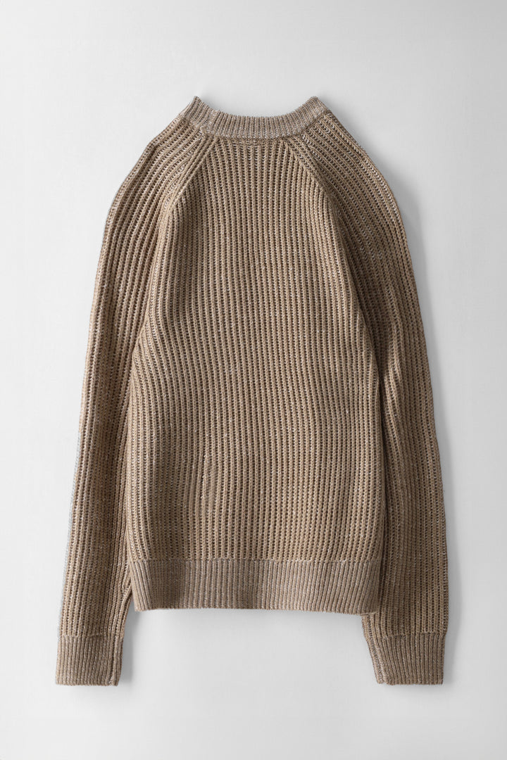 Boys Rib Knit Crew Neck Top - Stone