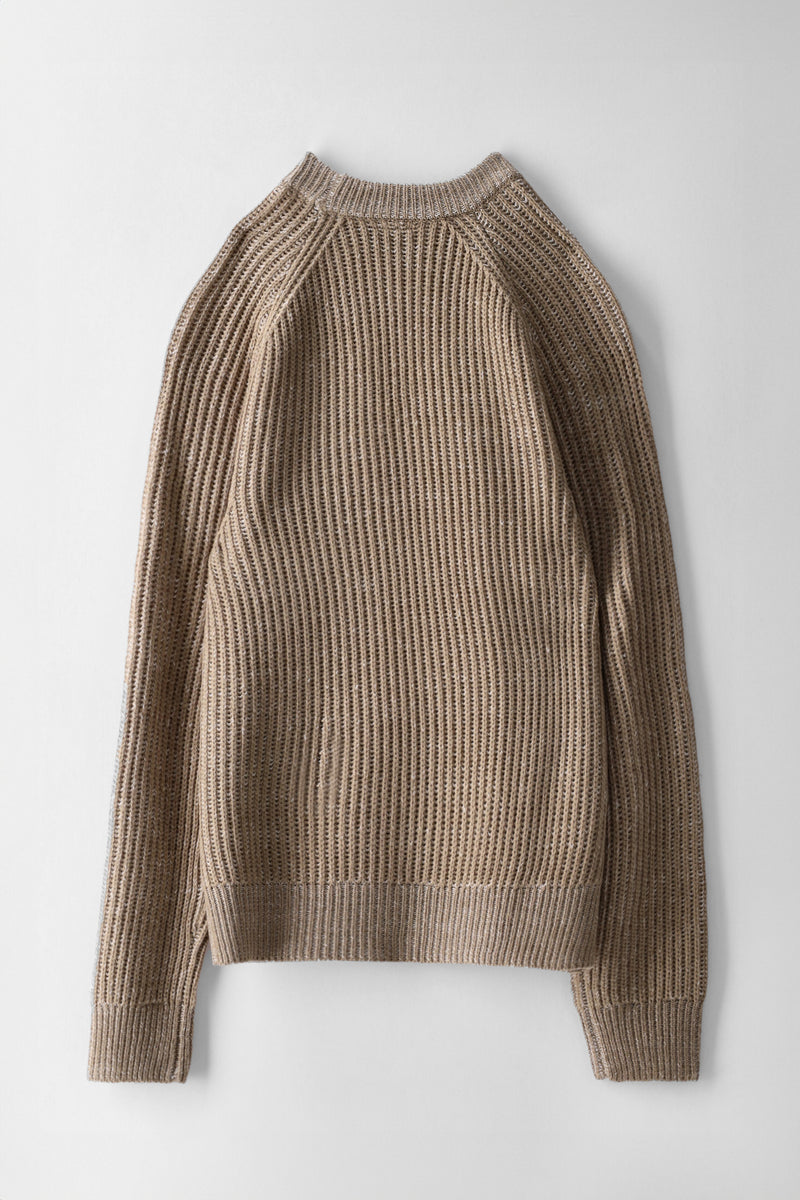 Boys Rib Knit Crew Neck Top - Stone