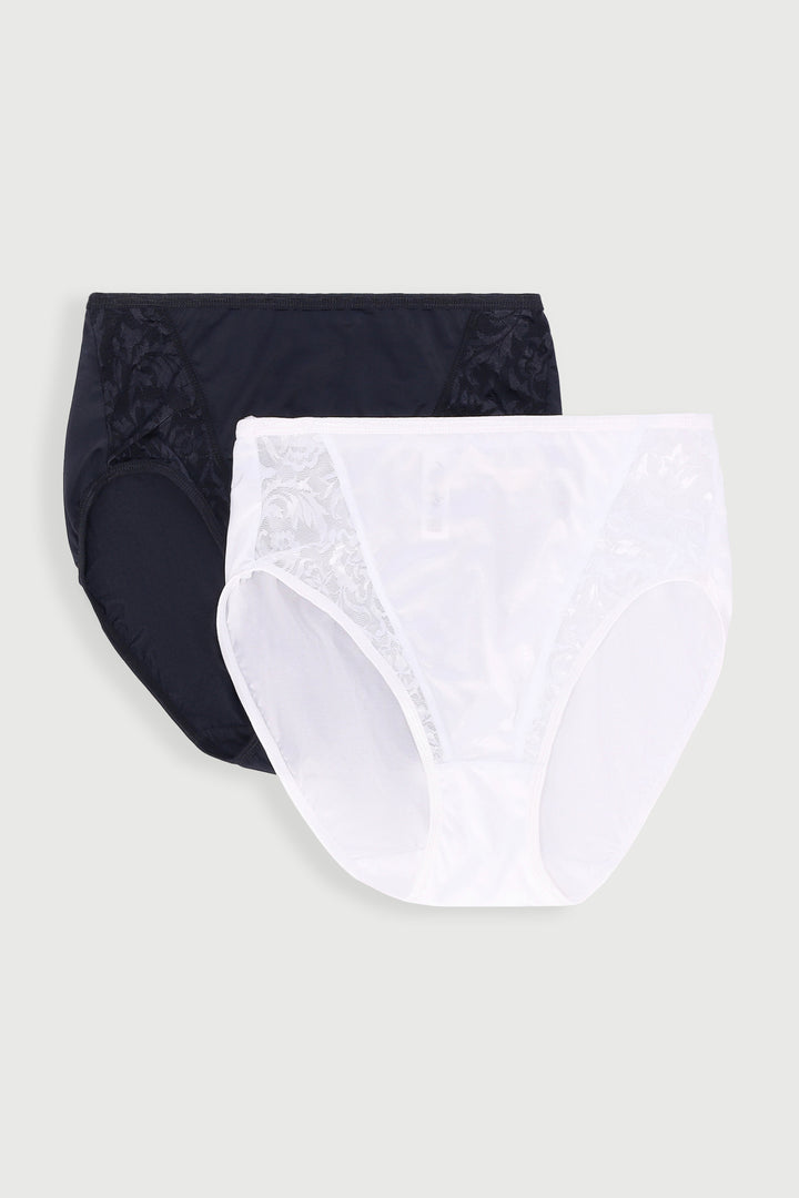 Miracle 2 Pack High Leg Panties - White/Black