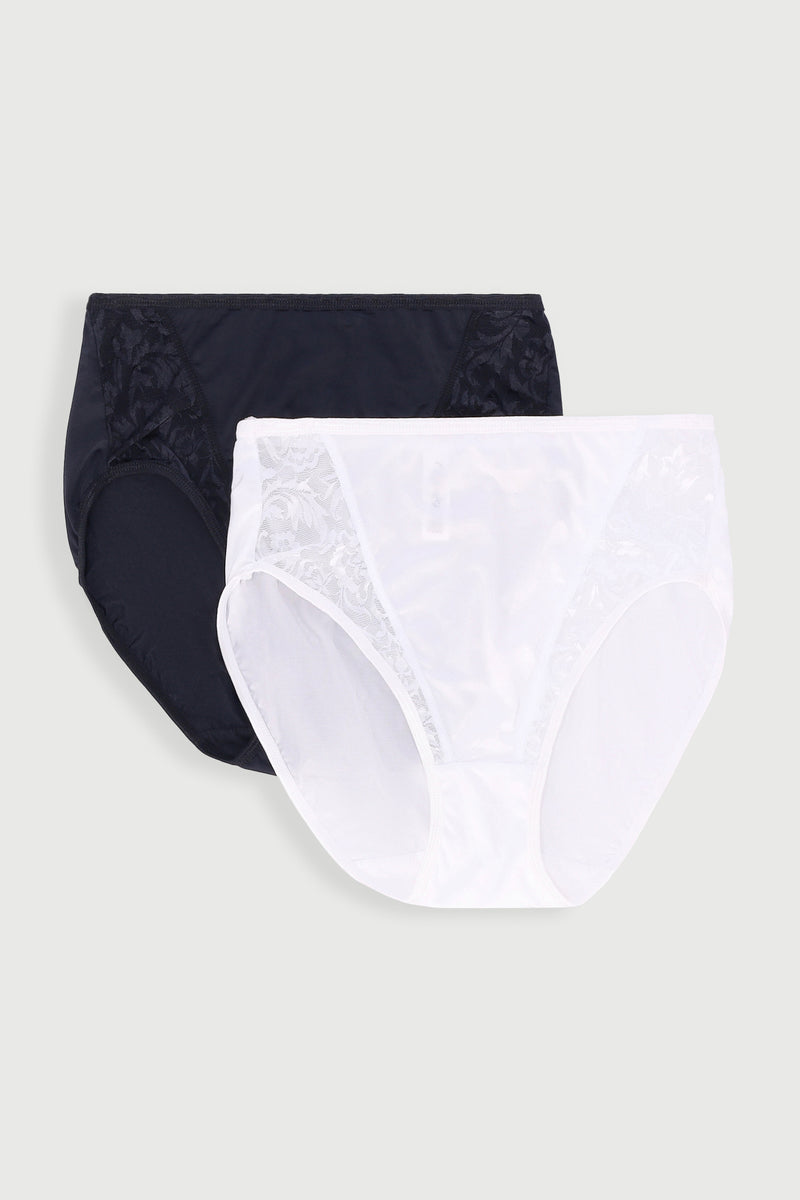 Miracle 2 Pack High Leg Panties - White/Black