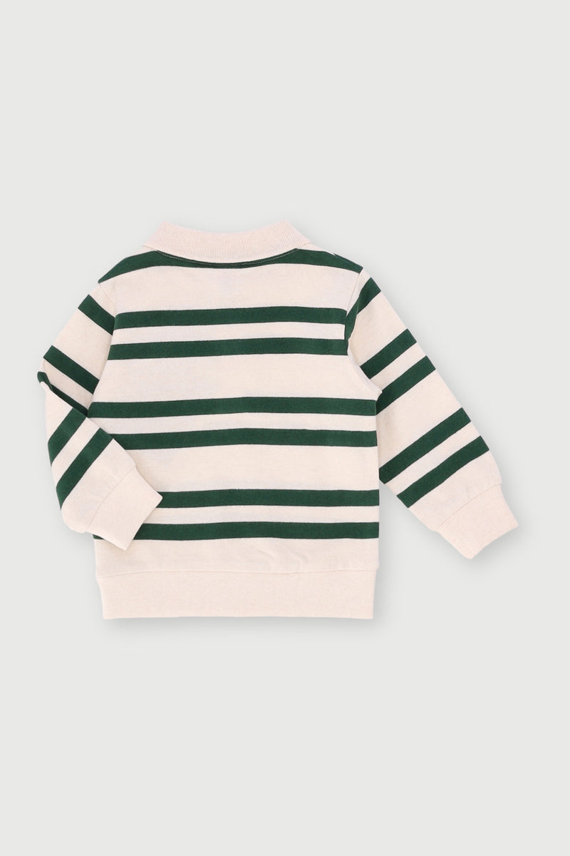 Baby Boys Long Sleeve Stripe Golfer - Fatigue