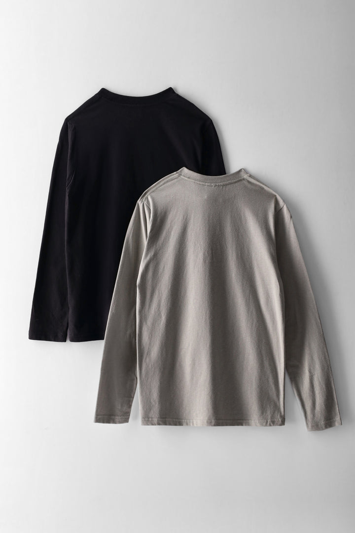 Boys 2 Pack Teddy Long Sleeve Tee - Black/Sage