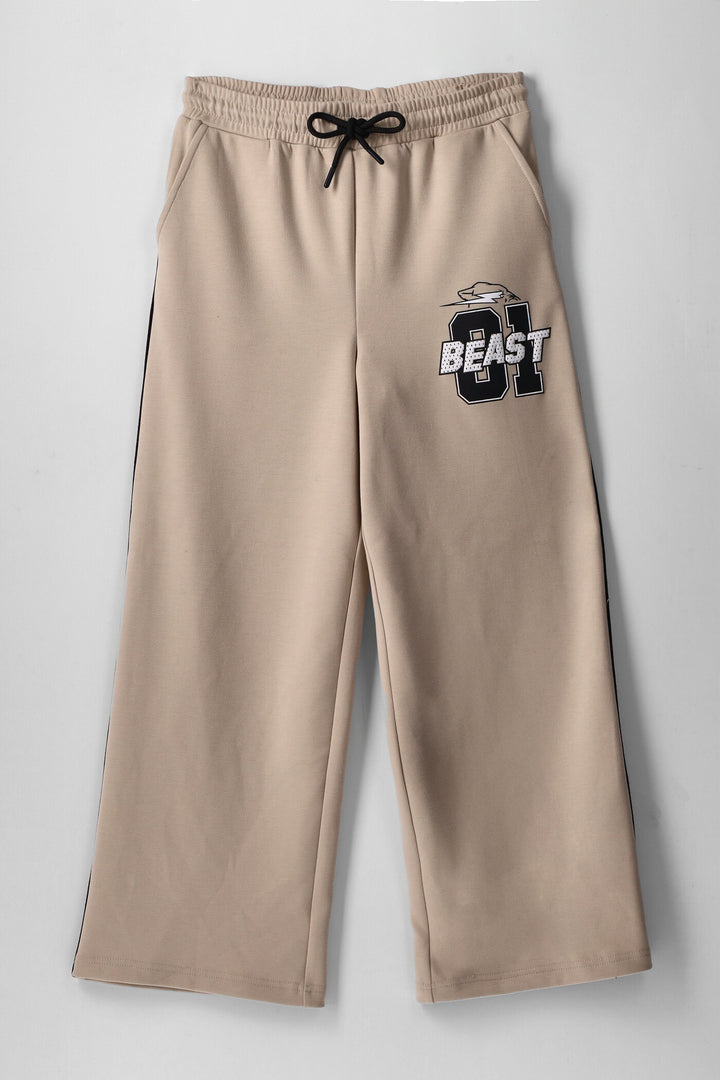 Boys Mr Beast Scuba Wide Leg Pant - Stone