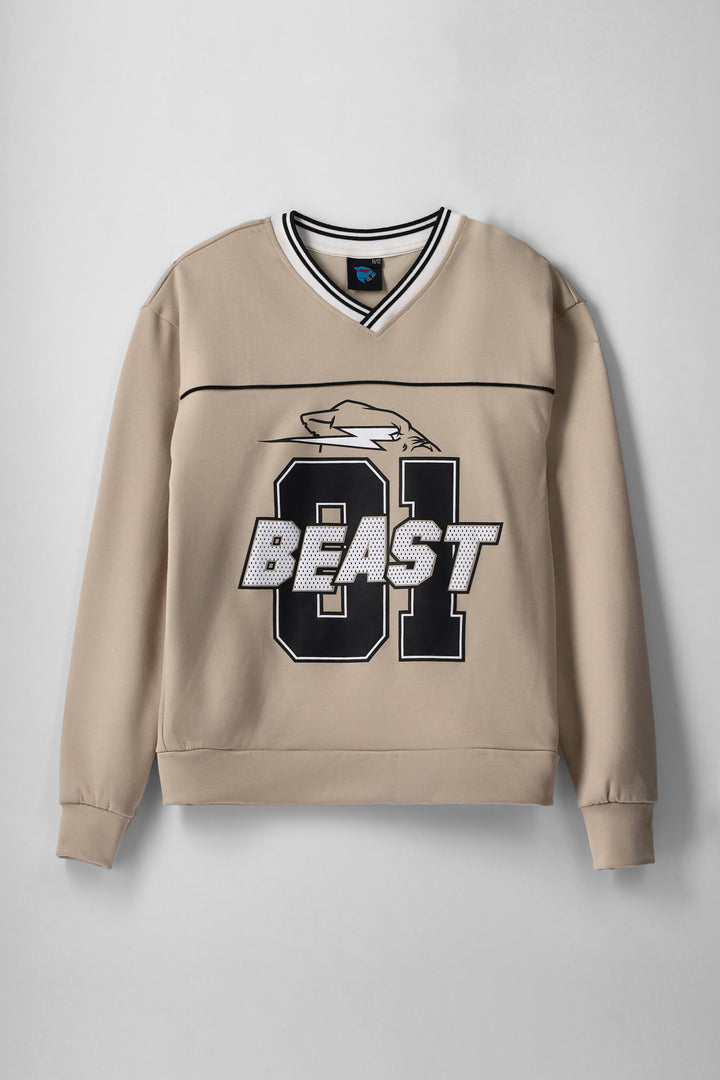 Boys Mr Beast Scuba Crew Top - Stone