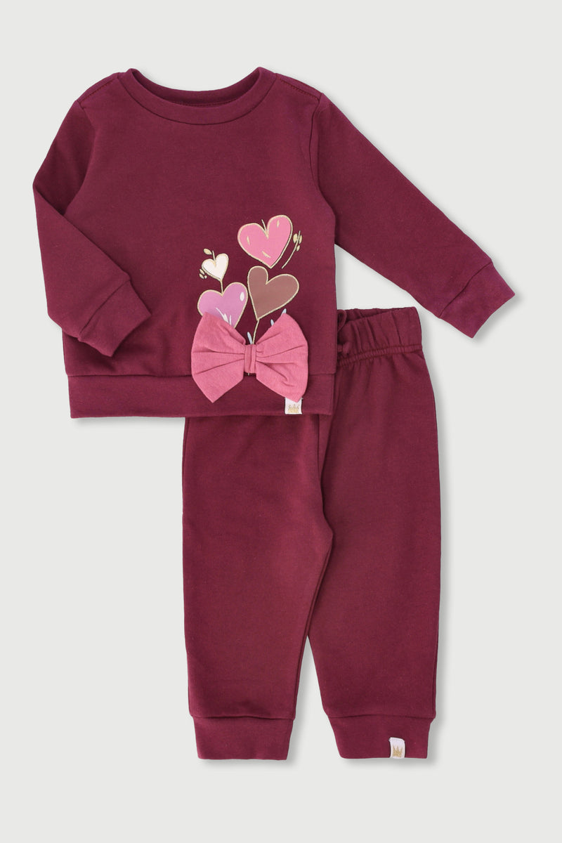 Heart Crew Tracksuit Set - Grape