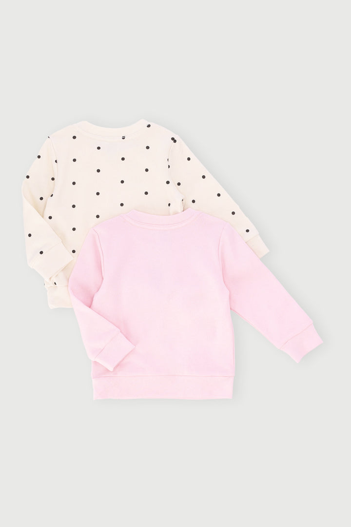 Baby Girls 2 Pack Butterfly Polka Dot Sweat Top - Pink