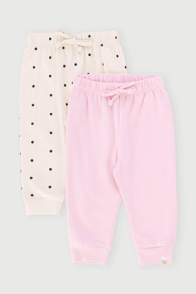 Baby Girls 2 Pack Butterfly  Polka Dot Jogger - Pink