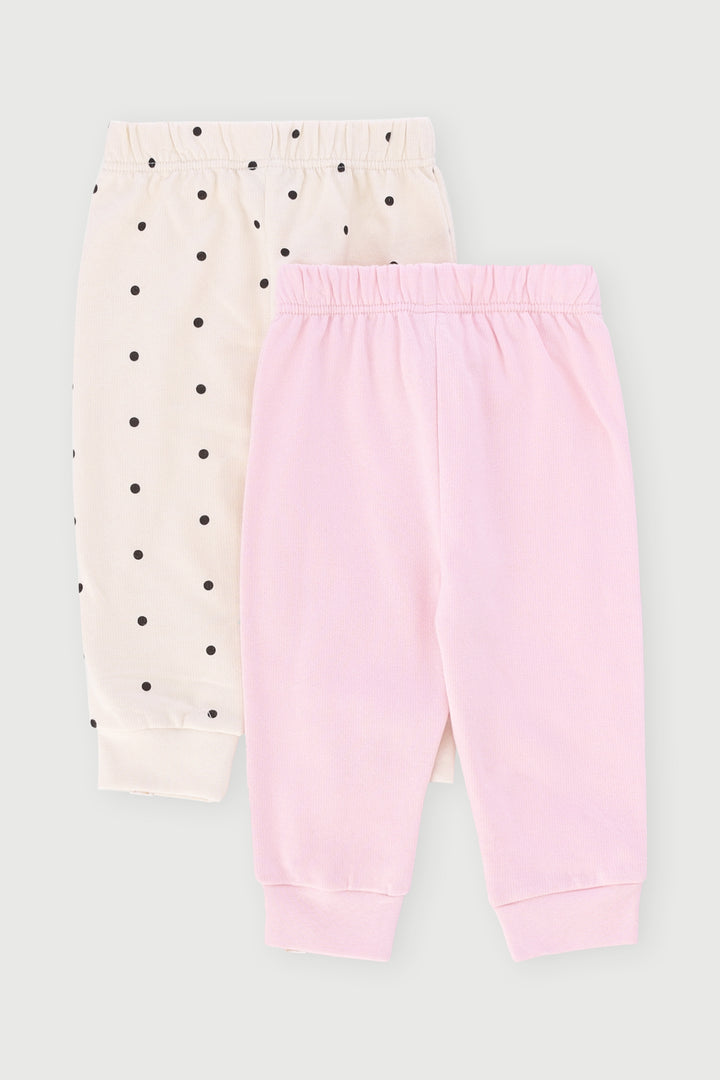 Baby Girls 2 Pack Butterfly  Polka Dot Jogger - Pink