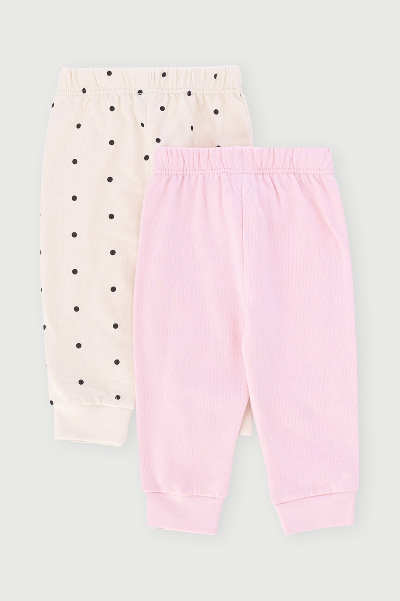 Baby Girls 2 Pack Butterfly  Polka Dot Jogger - Pink