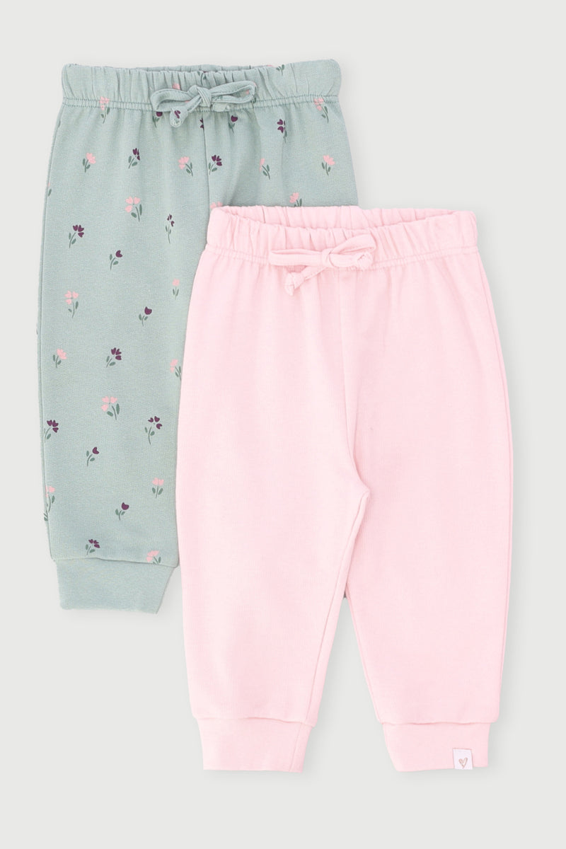 Baby Girls 2 Pack Ditsy Jogger - Sage