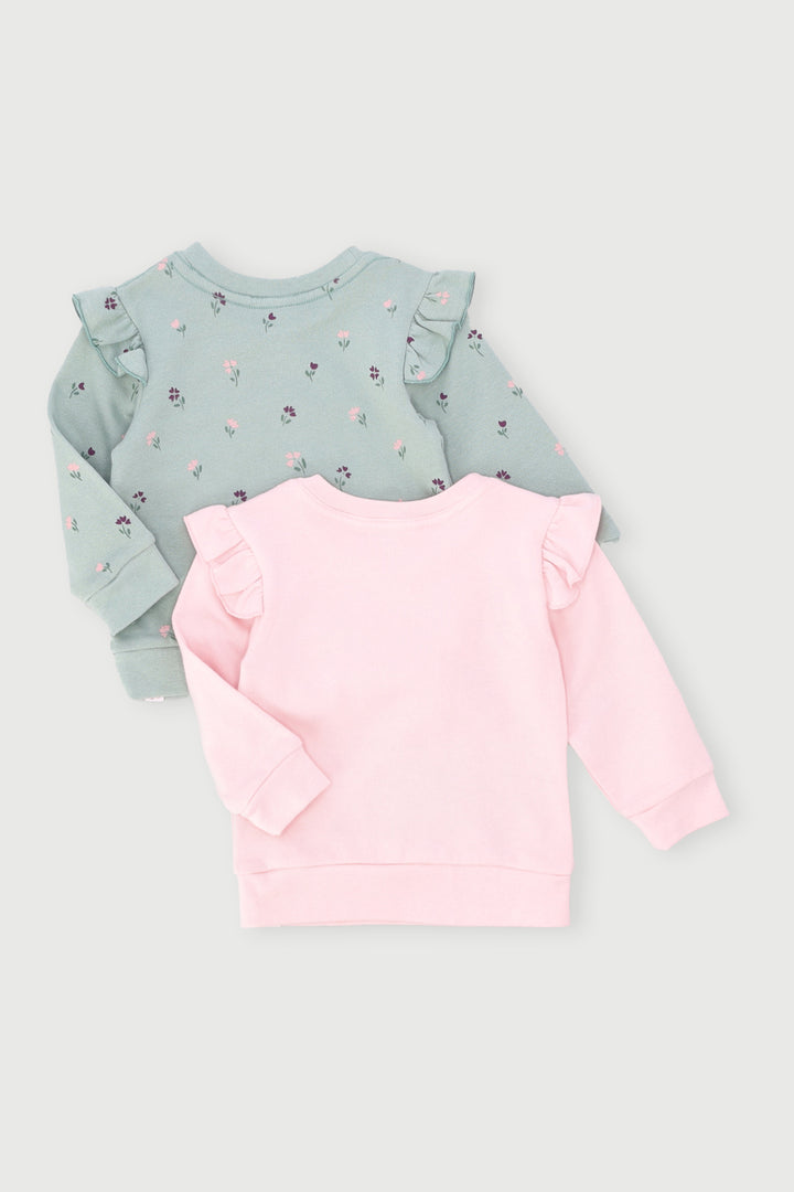 Baby Girls 2 Pack Ditsy Sweat Top - Sage