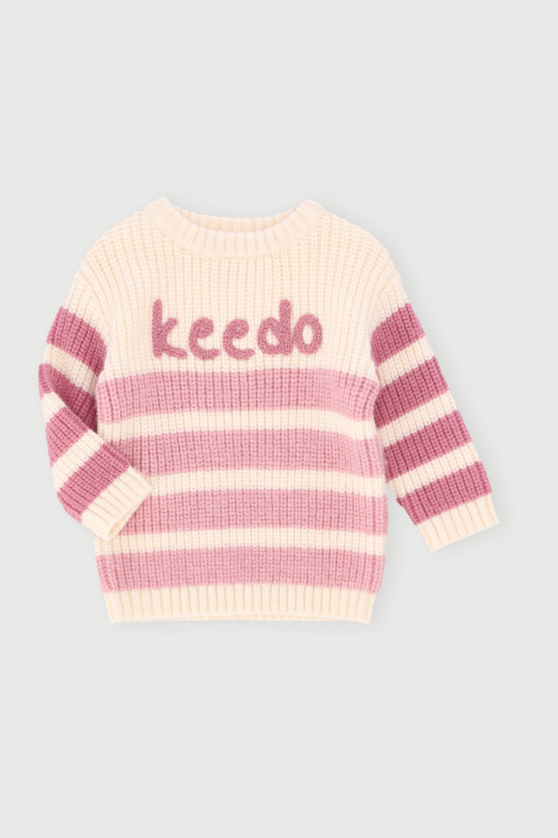 Keedo Baby Girls Knit Embellished Pullover - Cream