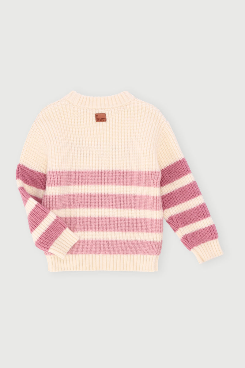 Keedo Girls Knit Embellished Pullover - Cream