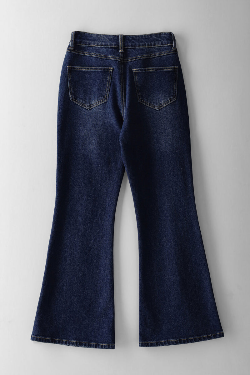Girls Flare Leg Denim - Mid Blue