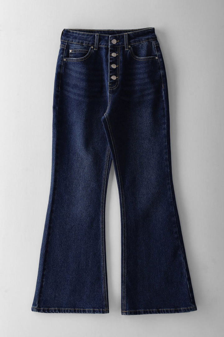 Girls Flare Leg Denim - Mid Blue