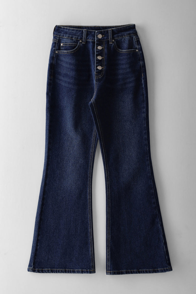 Girls Flare Leg Denim - Mid Blue