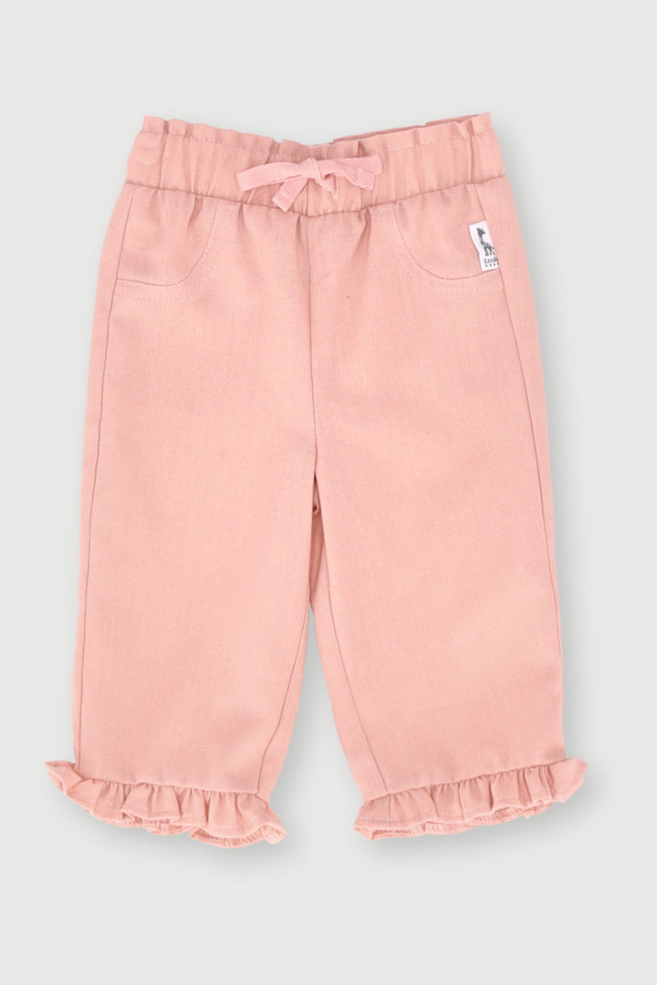 Baby Girls Wide Leg Frill Hem   - Dusty Pink