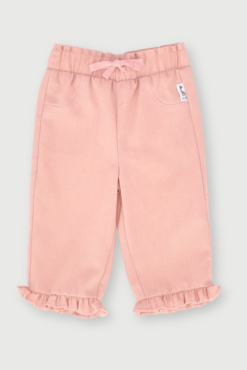 Baby Girls Wide Leg Frill Hem   - Dusty Pink