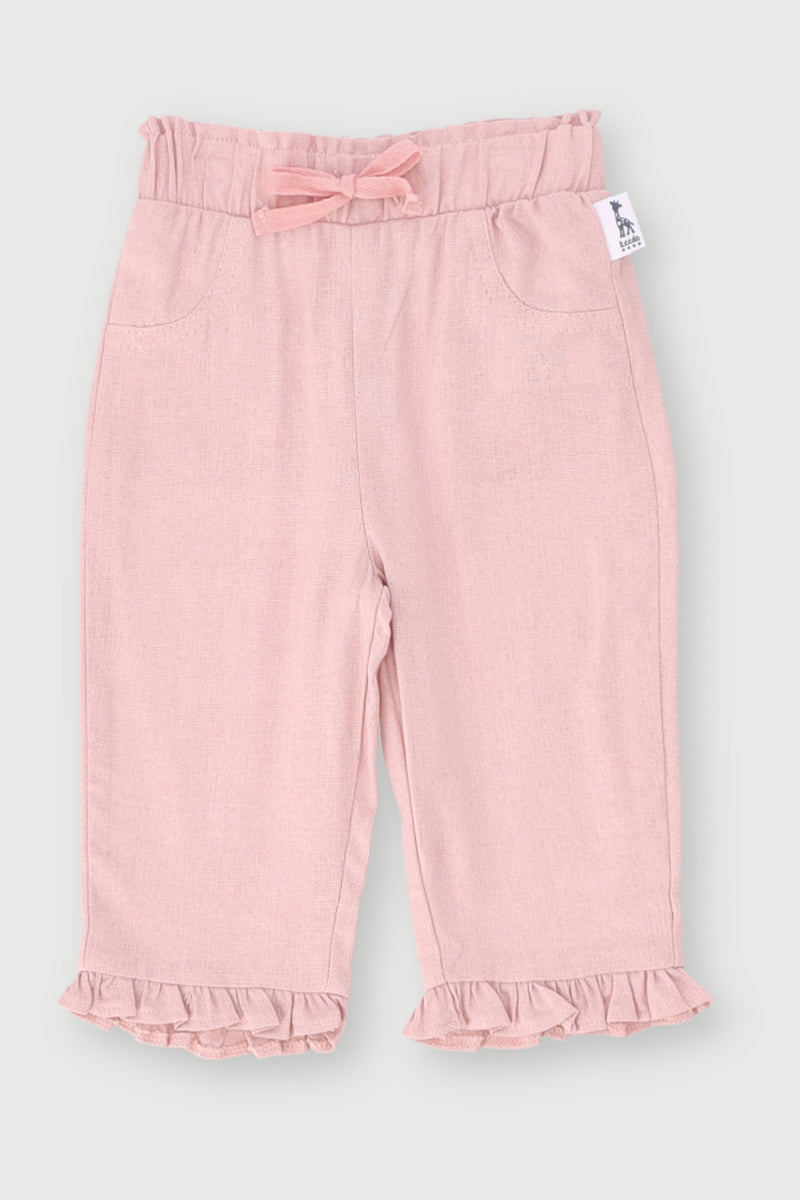 Baby Girls Frill Hem Pant - Dusty Pink