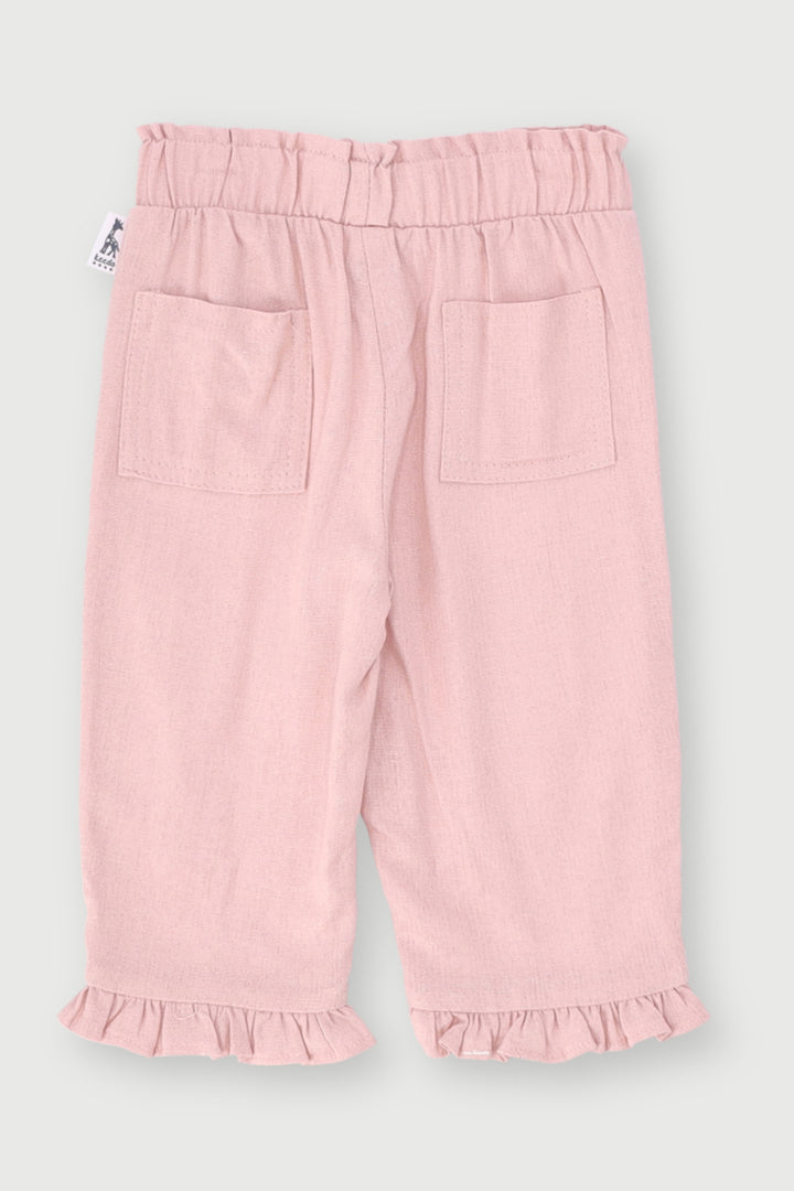 Baby Girls Frill Hem Pant - Dusty Pink
