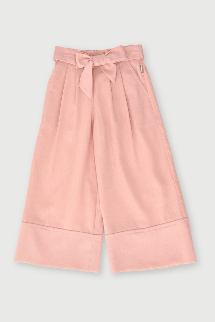 Baby Girls Wide Leg Frill Hem   - Dusty Pink