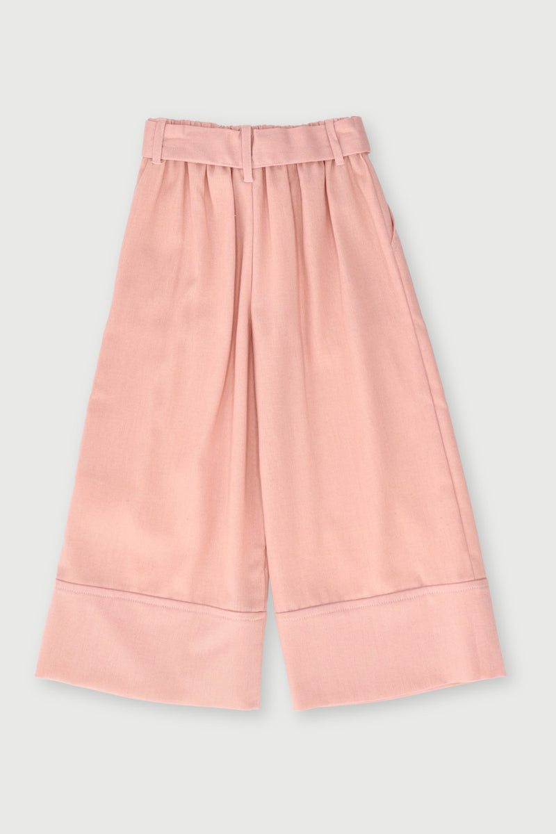 Baby Girls Wide Leg Frill Hem   - Dusty Pink