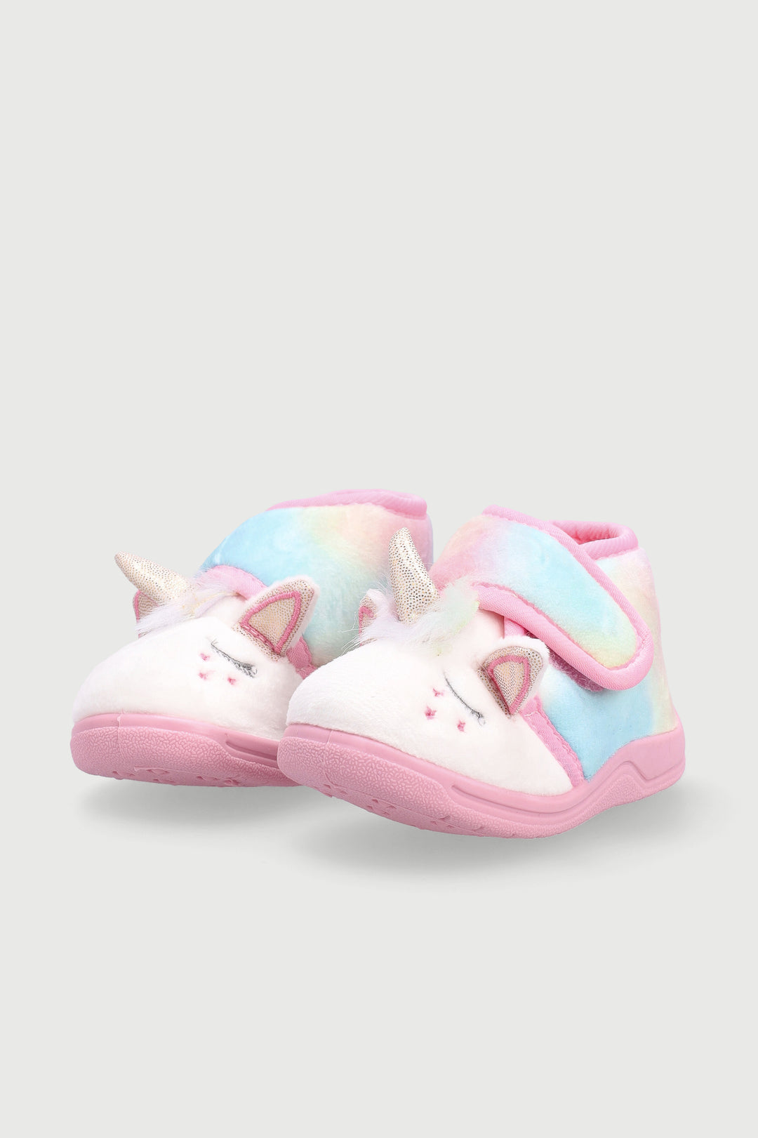 Baby Girls Unicorn Velcro Slipper - Light Pink
