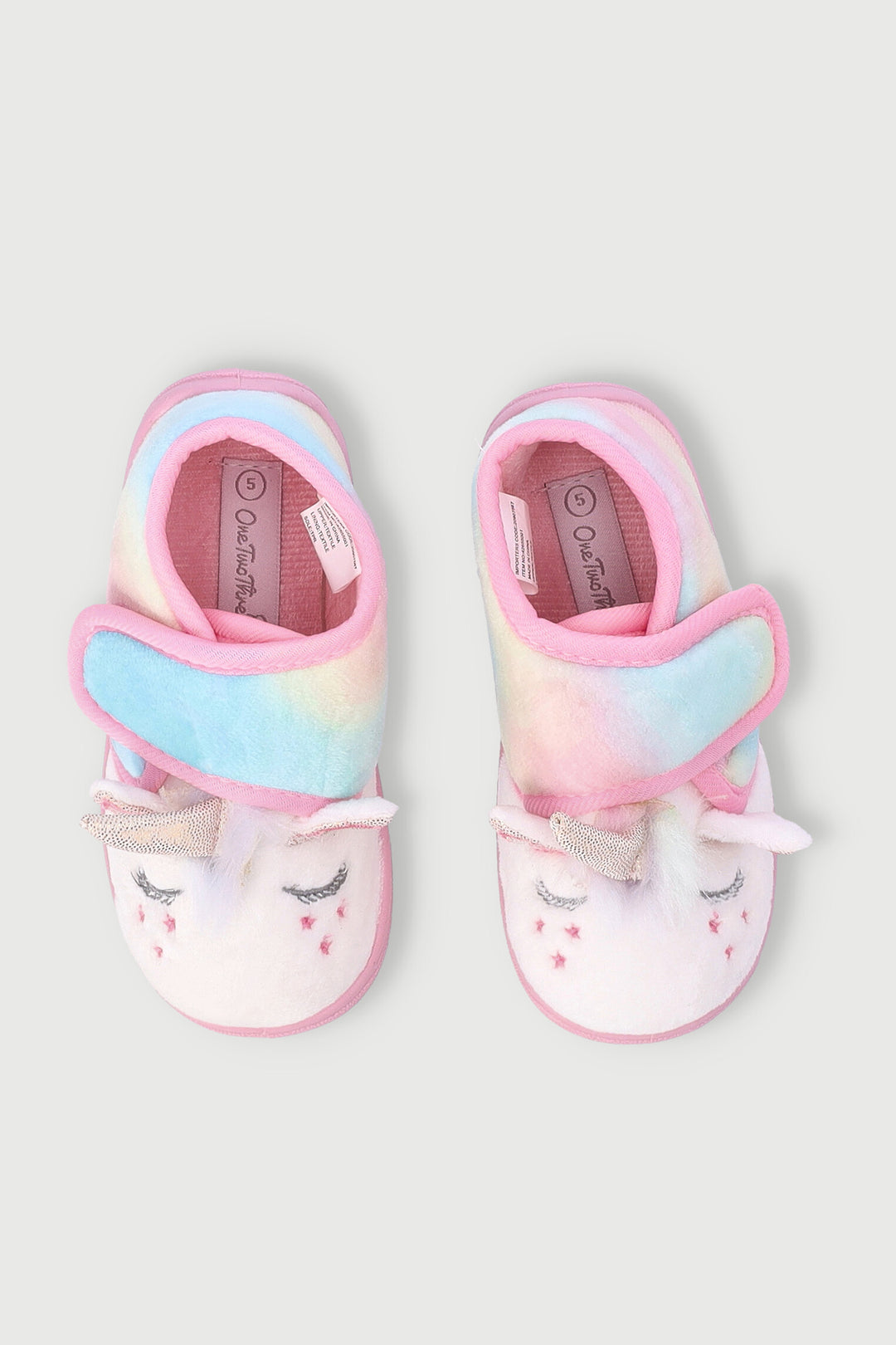 Baby Girls Unicorn Velcro Slipper - Light Pink