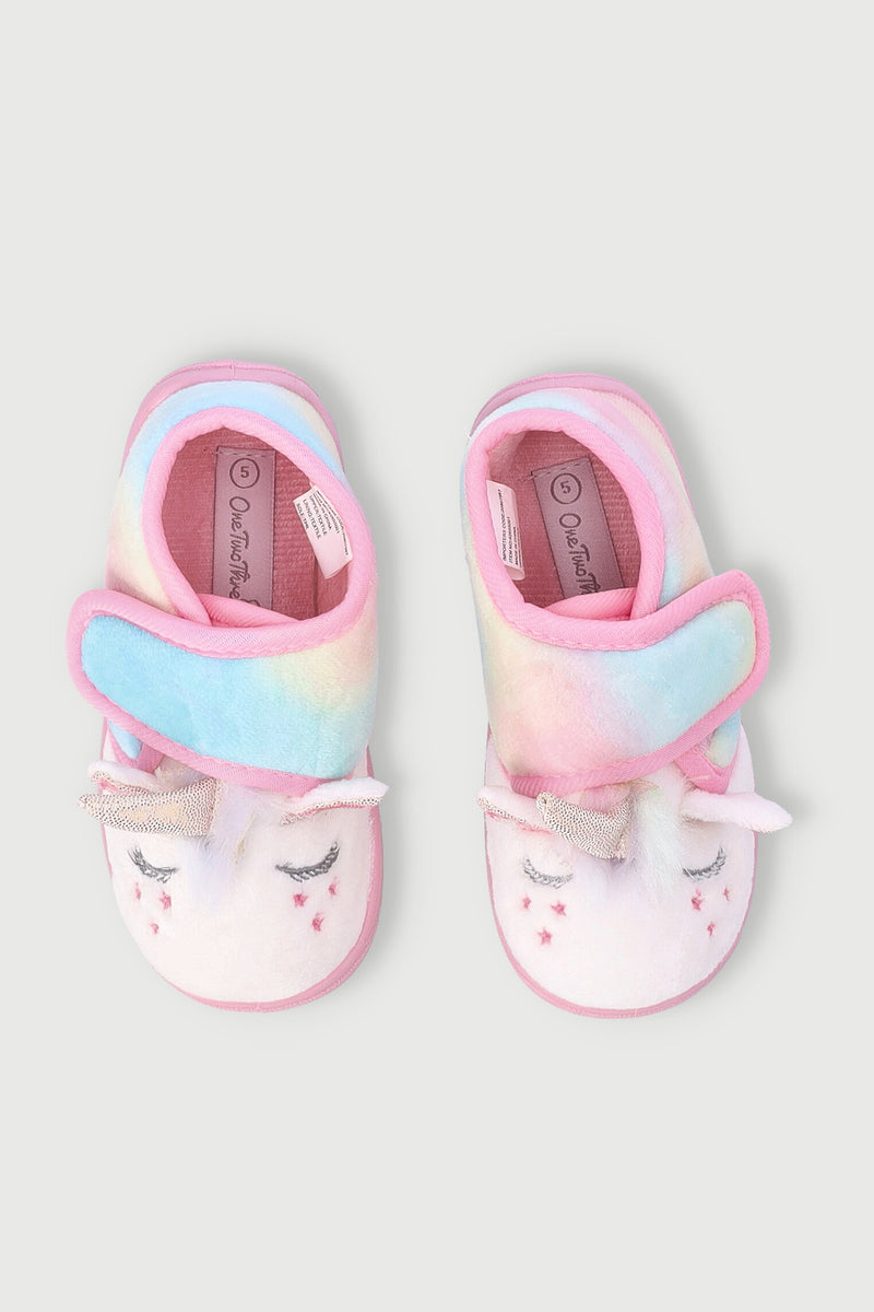 Baby Girls Unicorn Velcro Slipper - Light Pink