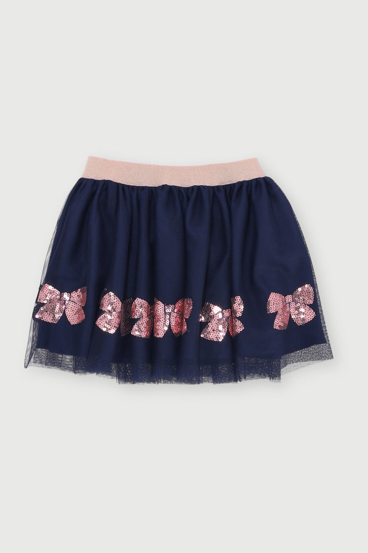 Pre-Girls Mesh Tutu Sequin Skirt - Navy