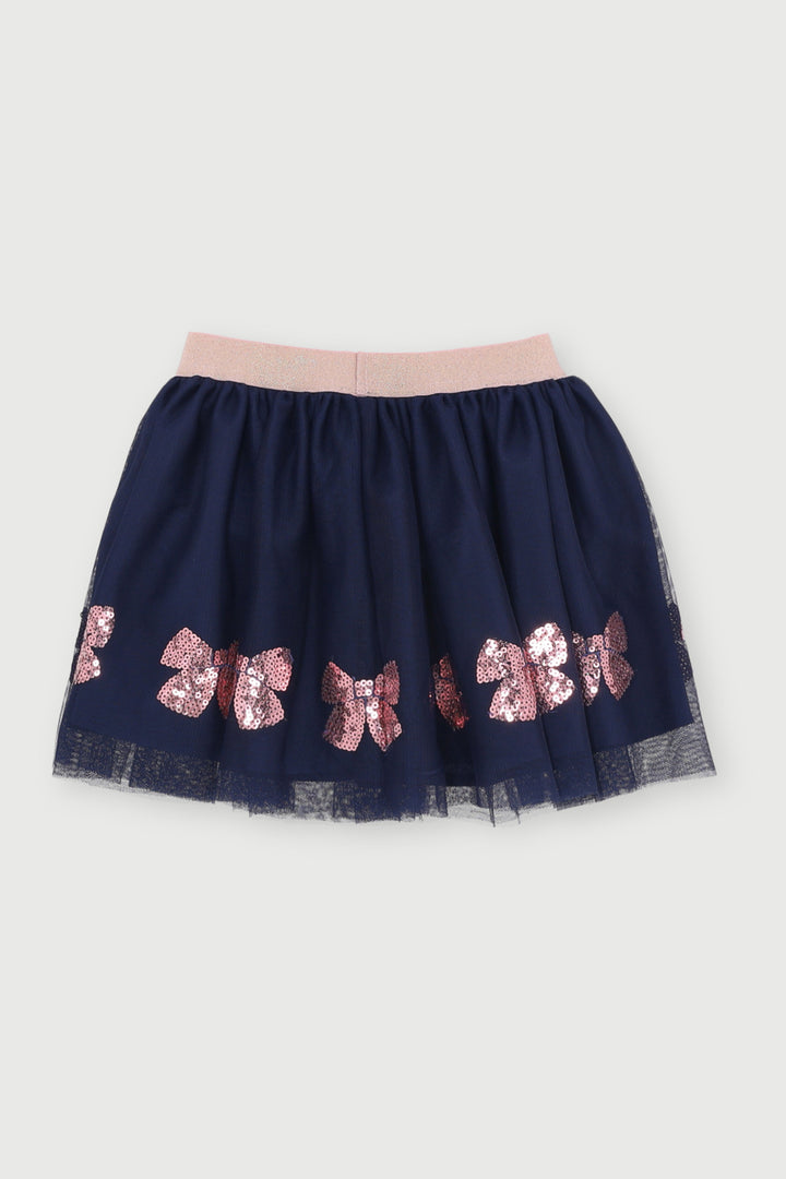 Pre-Girls Mesh Tutu Sequin Skirt - Navy