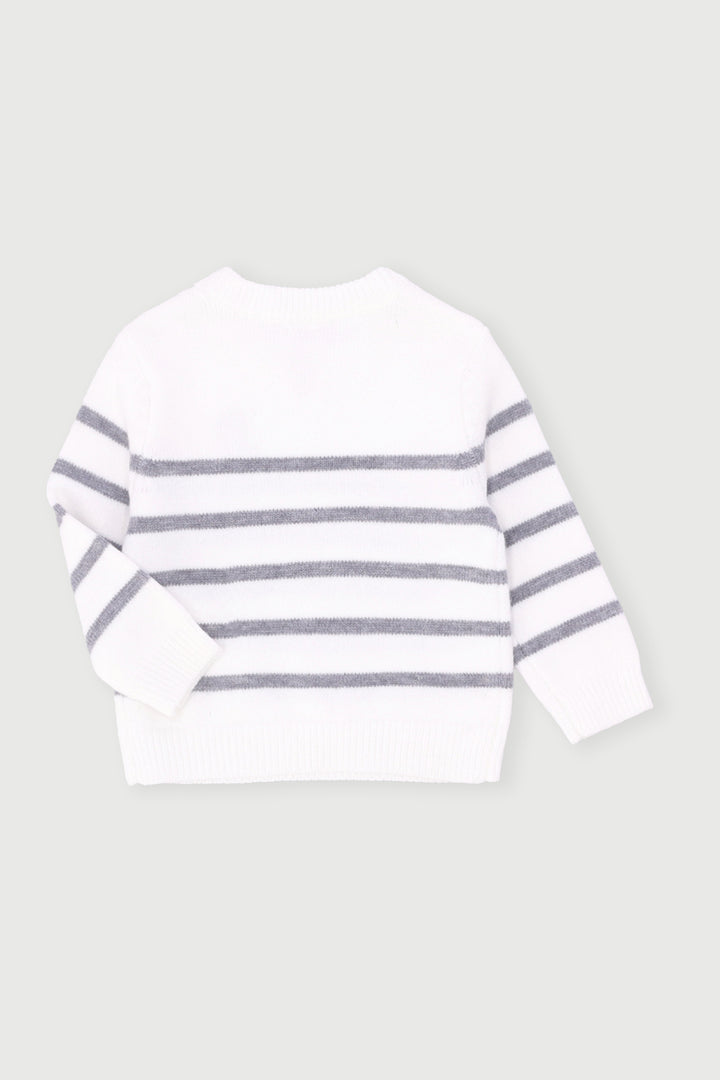 Baby Boys Embroidered Dino Knitwear Pullover - Cream Multi