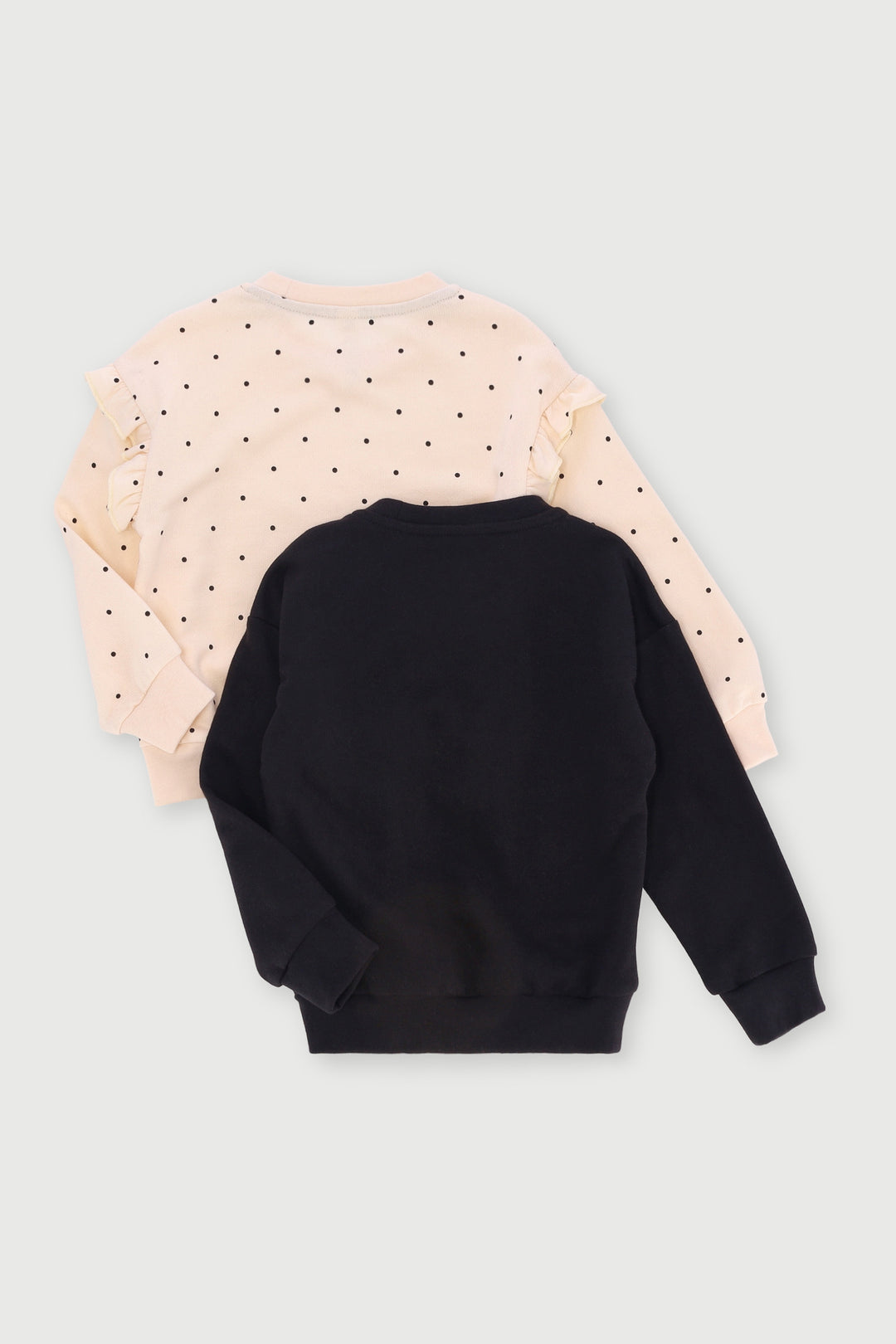 Pre-Girls 2 Pack Teddy & Polka Fleece Top - Black/Cream