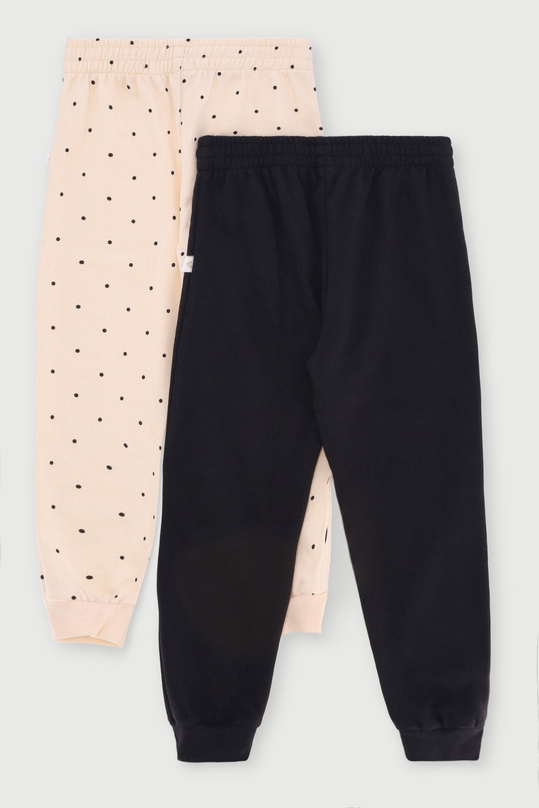 Pre-Girls 2 Pack Teddy & Polka Fleece Jogger - Black/Cream