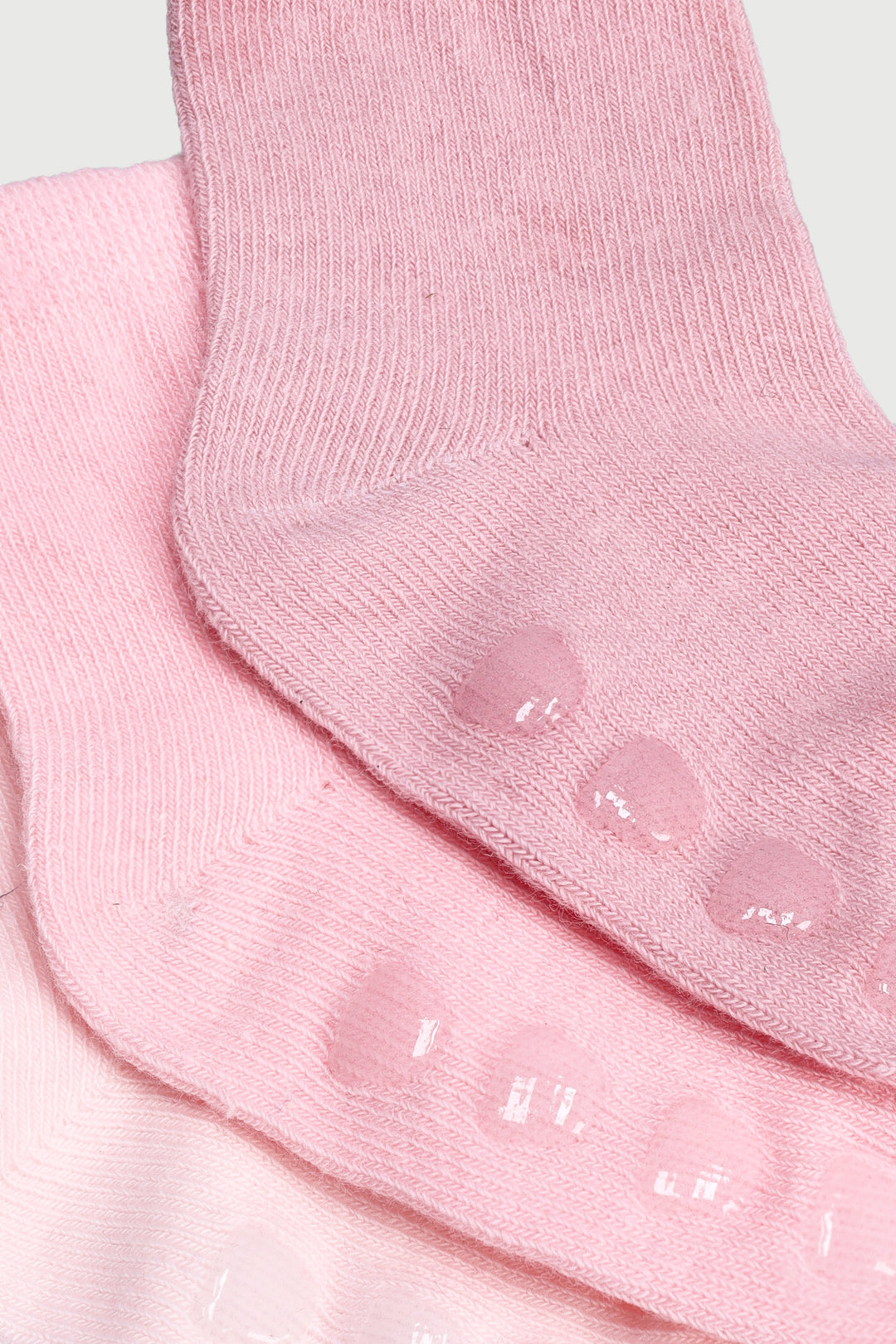 Baby Girls 3 Pack Cotton Plain Textured Socks - Pink