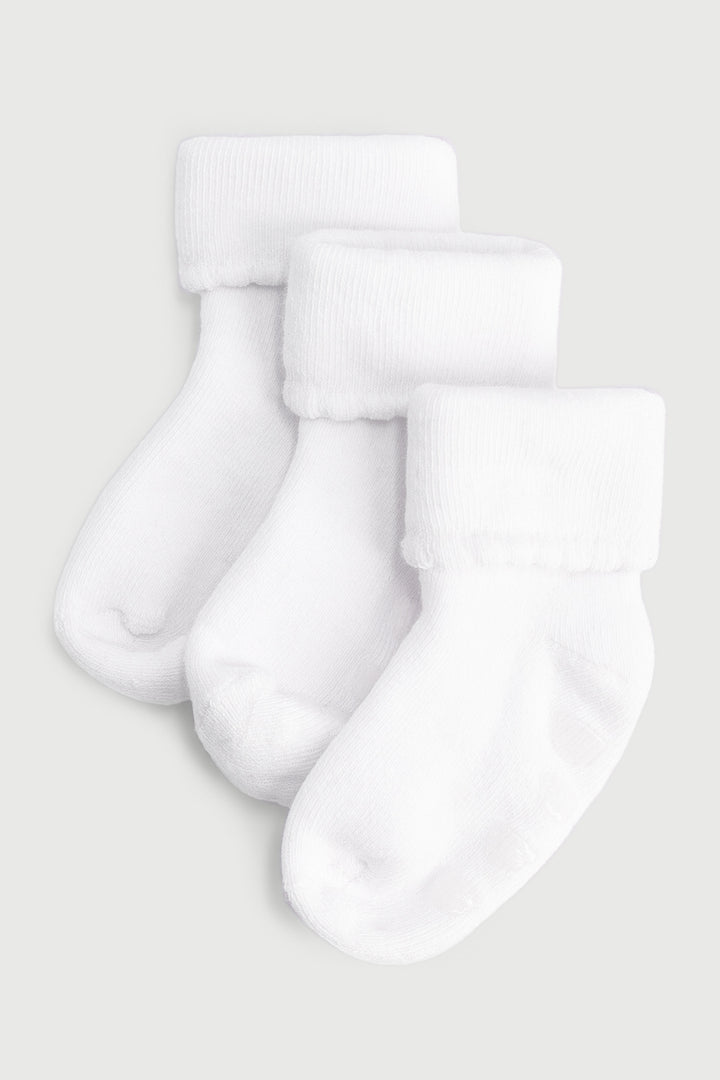Baby Girls 3 Pack Plain Towelling Socks - White