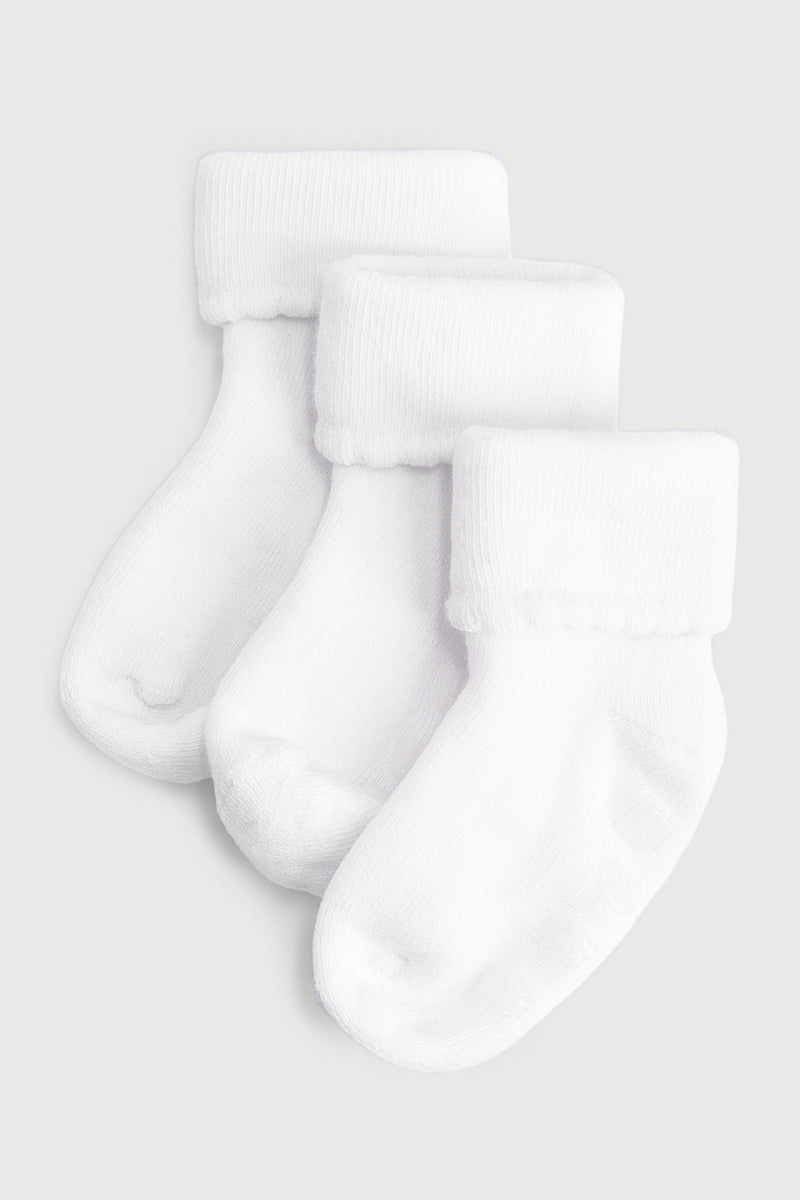 Baby Girls 3 Pack Plain Towelling Socks - White