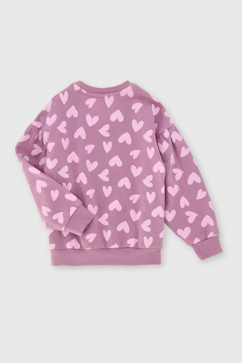 Pre-Girls Heart Print Fleece Top - Mauve