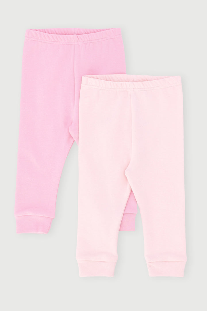 Baby Girls 2 Pack Stretch Fleece Legging - Pink