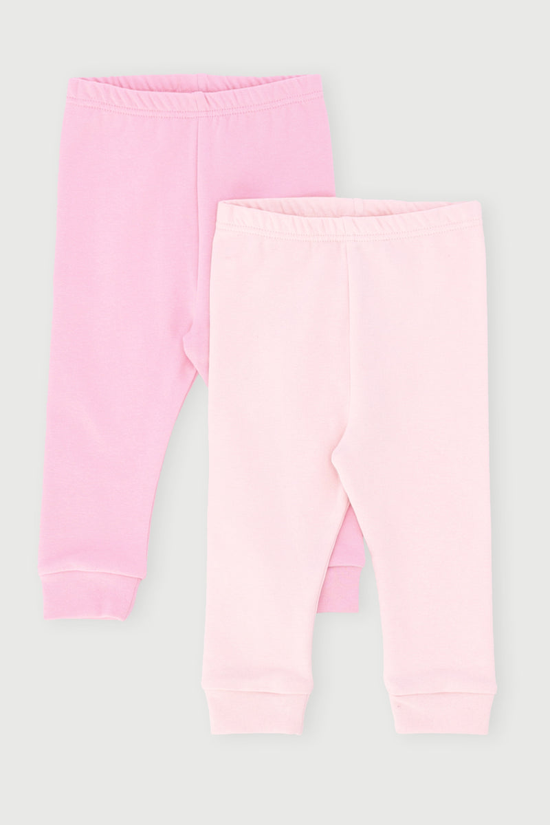 Baby Girls 2 Pack Stretch Fleece Legging - Pink