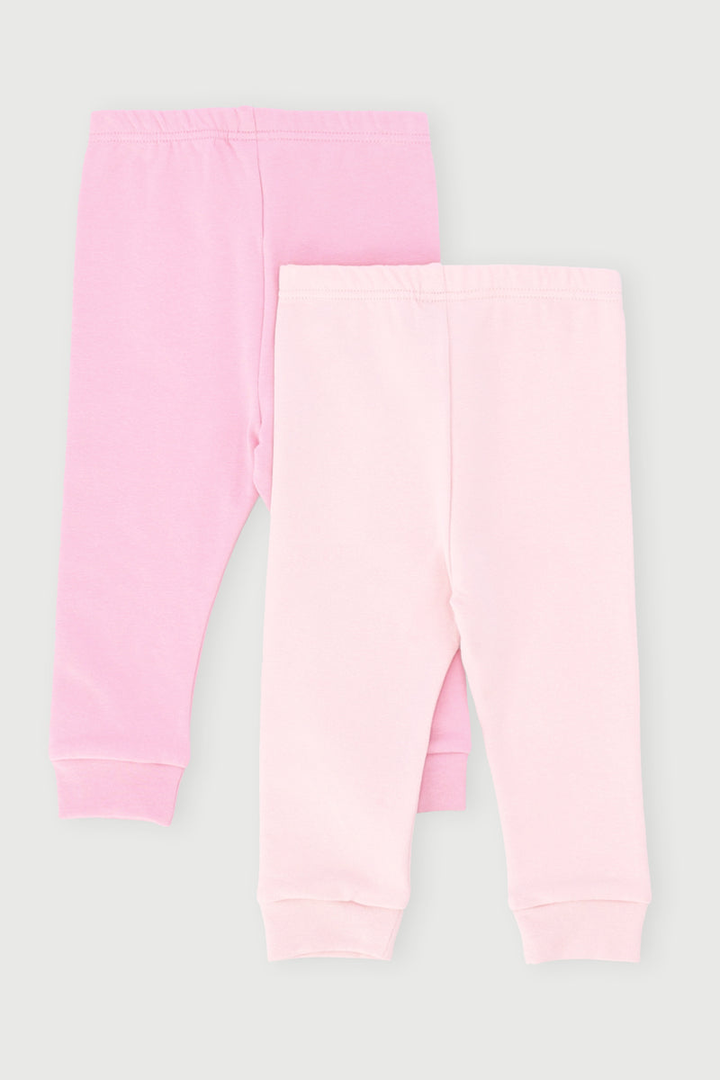 Baby Girls 2 Pack Stretch Fleece Legging - Pink